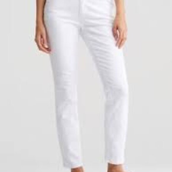 Eileen Fisher 98% Organic Cotton White 5 Pocket Zip Up Jeans Size 8 - Picture 1 of 10